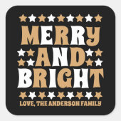 Kerstmis Vrolijk en Helder Modern Bold Goud Zwart Vierkante Sticker (Voorkant)