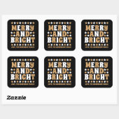 Kerstmis Vrolijk en Helder Modern Bold Goud Zwart Vierkante Sticker (Vel)