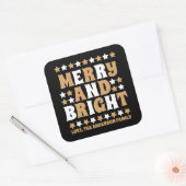 Kerstmis Vrolijk en Helder Modern Bold Goud Zwart Vierkante Sticker (Envelop)