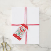 Kerstmis Vrolijk en Helder Modern Bold Roze Rood Cadeaulabel (Met Touw)