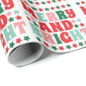 Kerstmis Vrolijk en Helder Modern Bold Roze Rood Cadeaupapier (Rol Hoek)