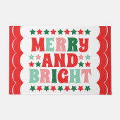 Kerstmis Vrolijk en Helder Modern Bold Roze Rood Deurmat (Voorkant)