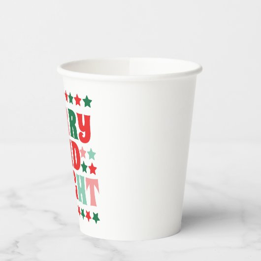Kerstmis Vrolijk en Helder Modern Bold Roze Rood Papieren Bekers (Links)