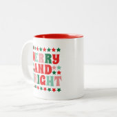 Kerstmis Vrolijk en Helder Modern Bold Roze Rood Tweekleurige Koffiemok (Voorkant links)
