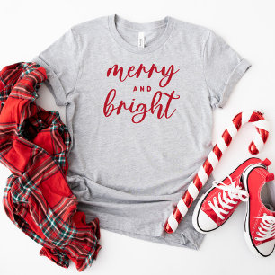 Kerstmis vrolijk en helder modern rood dames T-shi T-shirt