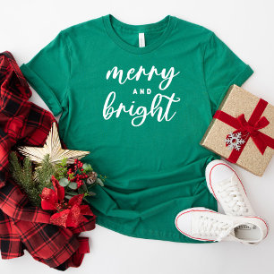 Kerstmis vrolijk en helder moderne groene dames T- T-shirt