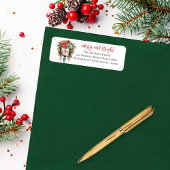 Kerstmis Vrolijk en Helder Postbus Floral Monogram Etiket