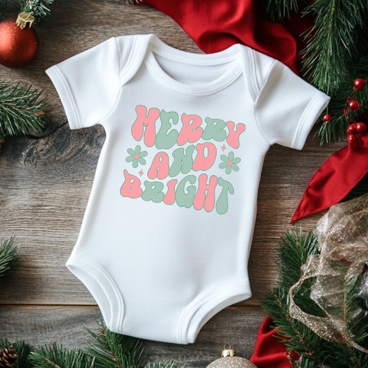 Kerstmis vrolijk en helder Retro groovy feestelijk Romper
