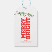 Kerstmis Vrolijk en Helder Rood Cadeaulabel (Voorkant)