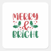 Kerstmis vrolijk en helder Rood en Groen Hulst Vierkante Sticker (Voorkant)