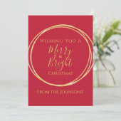 Kerstmis vrolijk en helder rood goud feestdagenkaart (Staand voorkant)