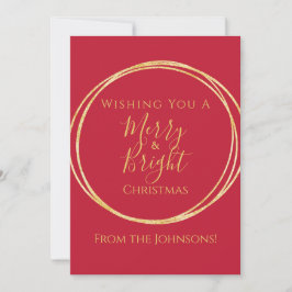 Kerstmis vrolijk en helder rood goud feestdagenkaart