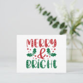 Kerstmis vrolijk en helder rood groen briefkaart (Staand voorkant)