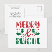 Kerstmis vrolijk en helder rood groen briefkaart (Voorkant / Achterkant)