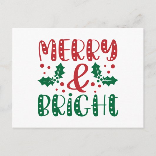 Kerstmis vrolijk en helder rood groen briefkaart (Voorkant)
