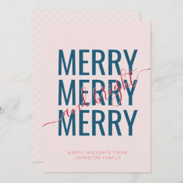 Kerstmis vrolijk en helder roze geruite feestdagenkaart