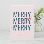 Kerstmis vrolijk en helder roze geruite feestdagenkaart (Staand voorkant)