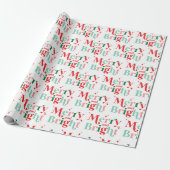 kerstmis vrolijk en helder roze rood cadeaupapier (Uitgerold)