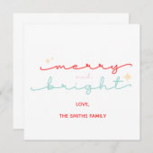 Kerstmis Vrolijk en Helder roze rood Kaart (Voorkant / Achterkant)