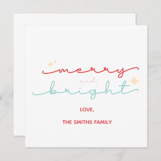 Kerstmis Vrolijk en Helder roze rood Kaart (Voorkant / Achterkant)