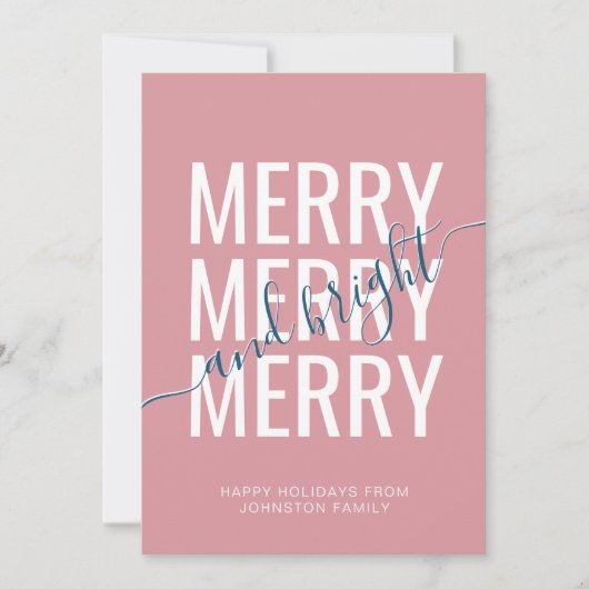 Kerstmis vrolijk en helder roze ruitpatroon feestdagenkaart (Voorkant)