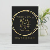 Kerstmis Vrolijk en Helder Zwart Goud Feestdagenkaart (Staand voorkant)