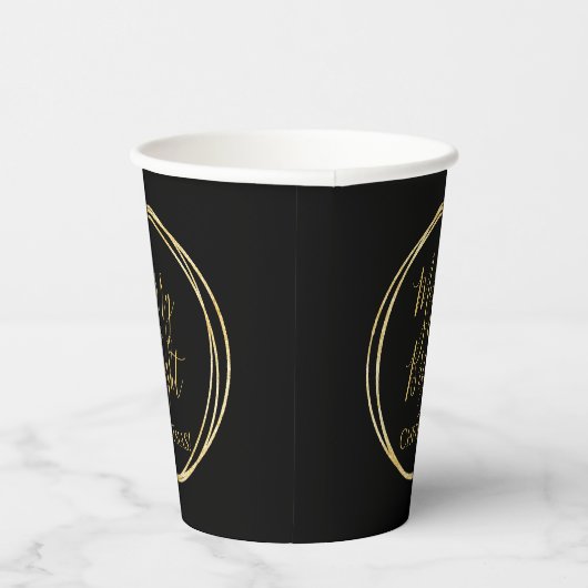 Kerstmis Vrolijk en Helder Zwart Goud Papieren Bekers (Rechts)