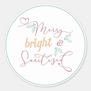 Kerstmis vrolijk helder en gesanitiseerd ronde sticker