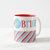 KERSTMIS VROLIJK & HELDER schattig modern rood roz Tweekleurige Koffiemok (Voorkant rechts)