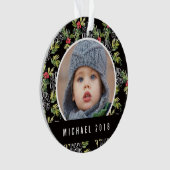 Kerstmis | Vrolijk kerstfeest - Holly Black Patter Ornament (voorkant)