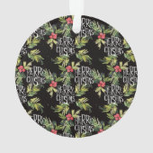 Kerstmis | Vrolijk kerstfeest - Holly Black Patter Ornament (achterkant)