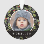 Kerstmis | Vrolijk kerstfeest - Holly Black Patter Ornament (voorkant)