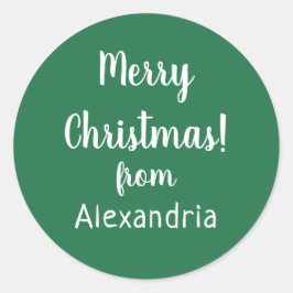 Kerstmis Vrolijk Kerstfeest van Naam Groen Ronde Sticker