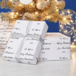 Kerstmis Vrolijk Kerstmis Gepersonaliseerd Zwart W Cadeaupapier
