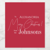 Kerstmis Vrolijk Kerstmis Gepersonaliseerde Rode F Wijn Etiket (Enkel label)