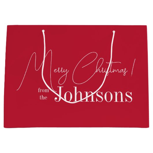 Kerstmis Vrolijk Kerstmis Modern Rood Groot Cadeauzakje (Voorkant)