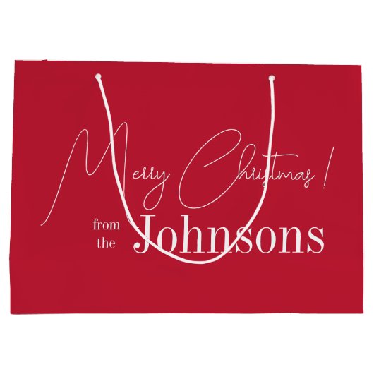 Kerstmis Vrolijk Kerstmis Modern Rood Groot Cadeauzakje (Achterkant)