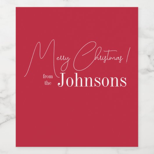 Kerstmis Vrolijk Kerstmis Modern Rood Wijn Etiket (Enkel label)