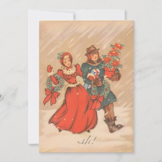 Kerstmis vrolijk stel feestdagenkaart (Voorkant)