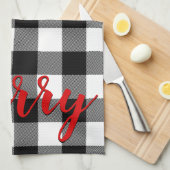 Kerstmis vrolijke Buffalo Plaid Theedoek (Quarter Fold)