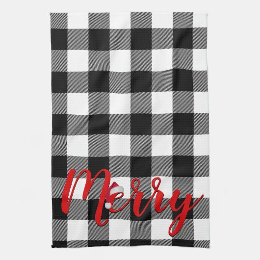 Kerstmis vrolijke Buffalo Plaid Theedoek (Verticaal)