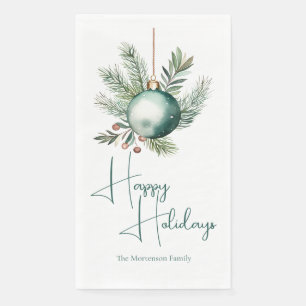 Kerstmis Vrolijke Feestdagen Gegraveerd Groen Orna Servet