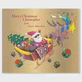 Kerstmis Vrolijke Kerstmisslee Personaliseren Cadeaupapier (Vlak)