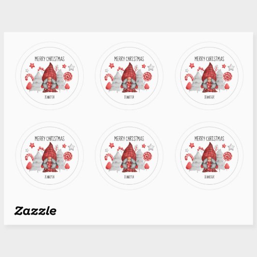 Kerstmis Vrouw Gnoome Classic Round Sticker (Vel)