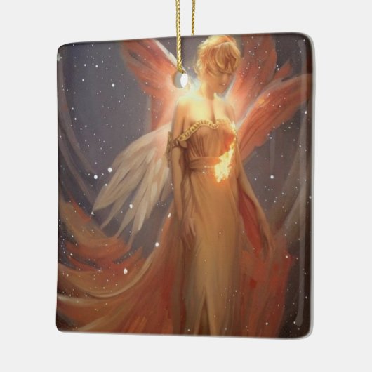 Kerstmis Vuur Engel Keramisch Ornament (Links)