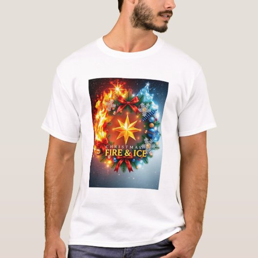 **Kerstmis Vuur & Ijs** T-shirt (Voorkant)