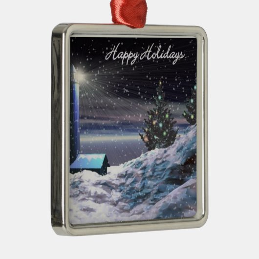 Kerstmis vuurtoren metalen ornament (Rechts)