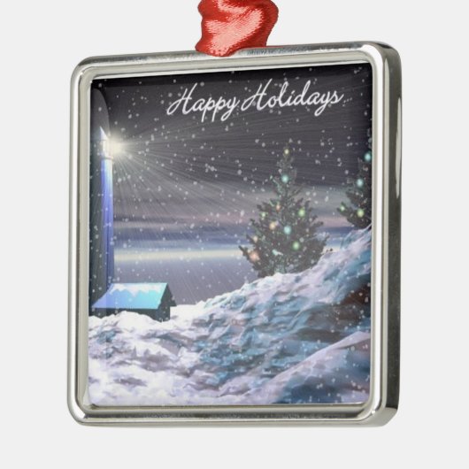 Kerstmis vuurtoren metalen ornament (Links)