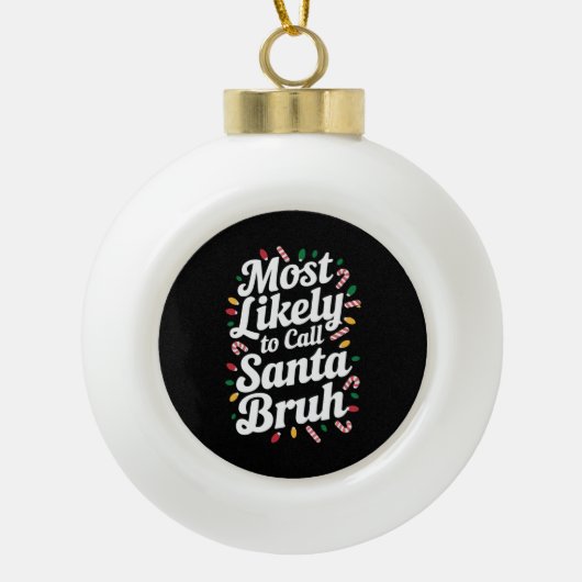 Kerstmis waarschijnlijk bellen Santa Burh kerstfam Keramische Bal Ornament (Voorkant)