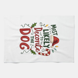 Kerstmis Waarschijnlijk Decoratieve Hond Xmas Fami Theedoek